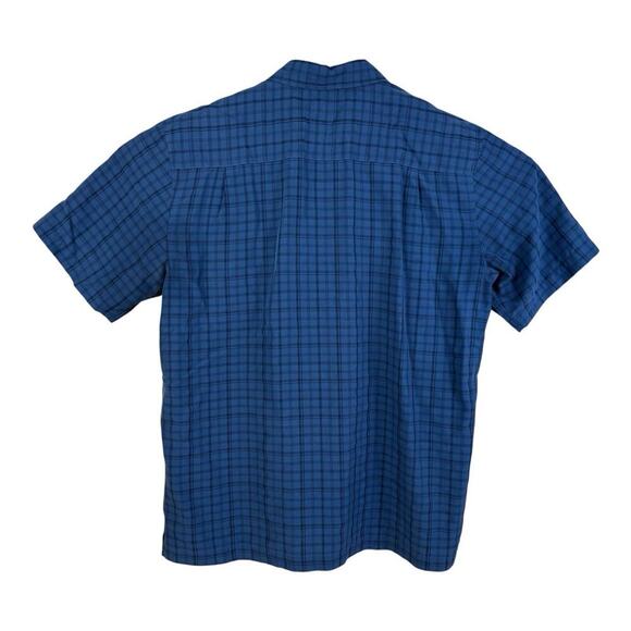 Quiksilver Waterman Shirt Mens XL Blue Check Short Sleeve Beach Tropical Pocket - Picture 4 of 11